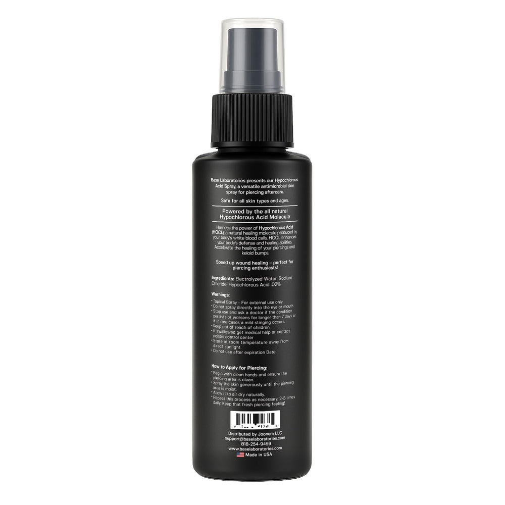 BASE LABORATORIES 8 oz piercing aftercare bottle is compact and travel-friendly