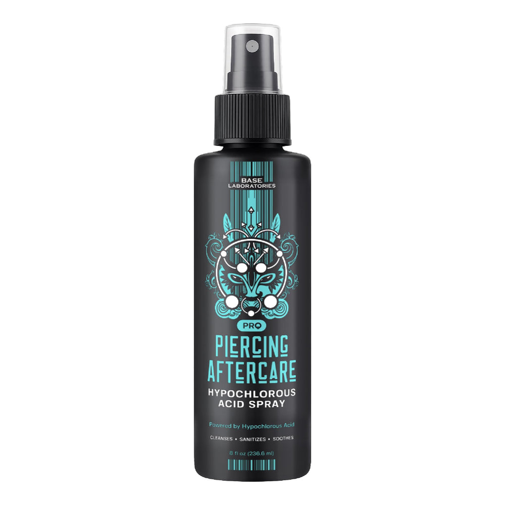 BASE LABORATORIES HOCl saline combination for piercing care in action