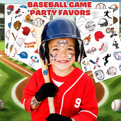 Baseball tattoos 96pcs game-day designs for exciting, sporty party decorations.