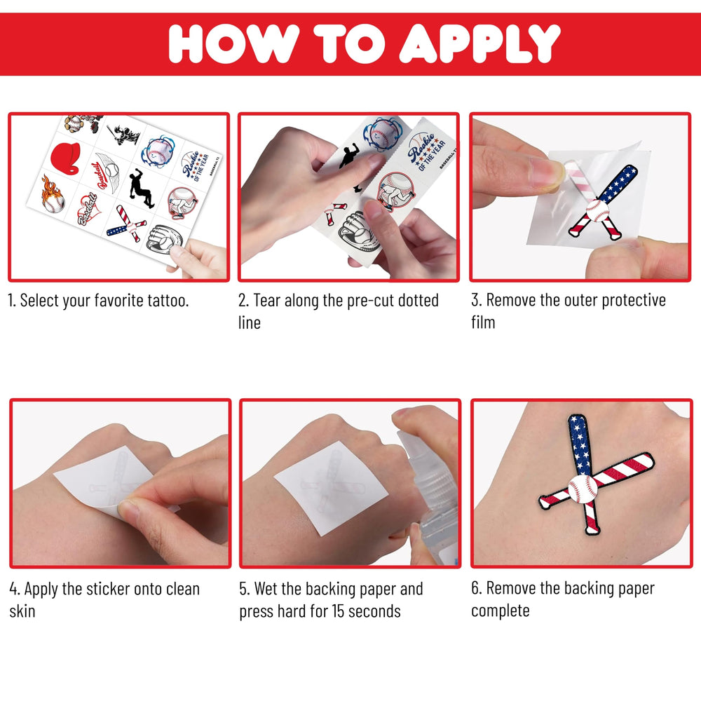 Baseball tattoos 96pcs skin-safe paper suitable for children's skin.