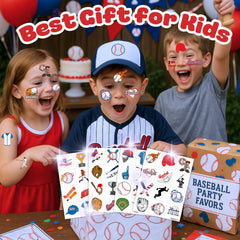 Baseball tattoos 96pcs waterproof designs survive outdoor summer events.