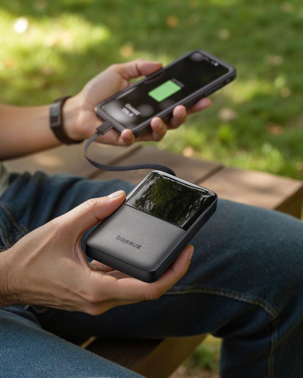 Baseus power bank with FCC, UL, RoHS safety certifications.