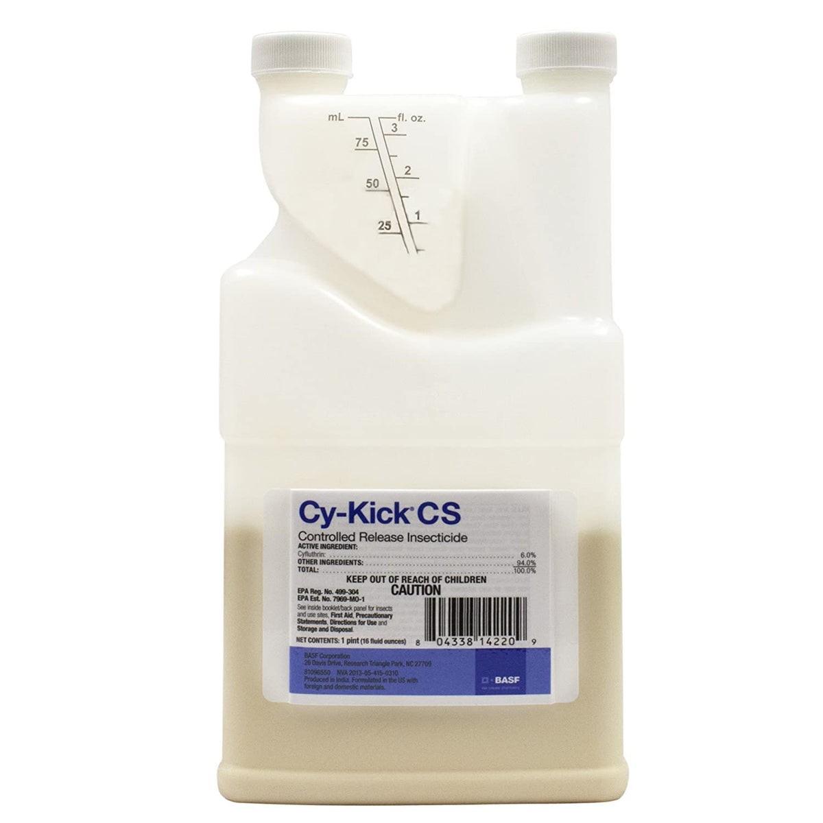 BASF Cy-Kick CS bottle for long-lasting indoor and outdoor pest control.