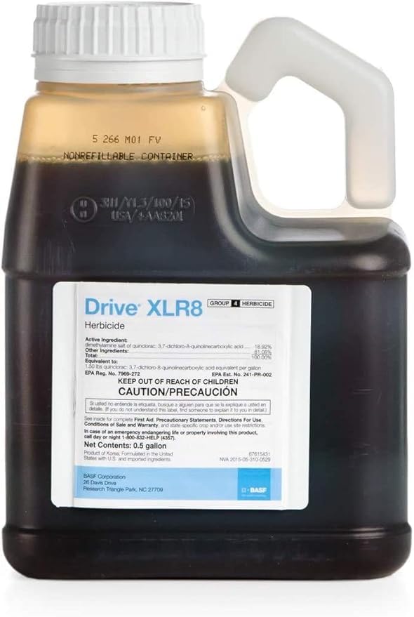 BASF Drive XLR8 application near turf offers up to 30 days residual weed control.