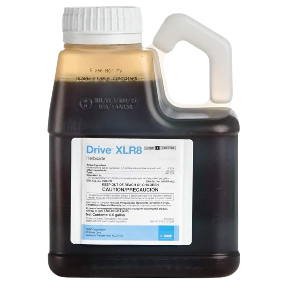 BASF Drive XLR8 crabgrass killer bottle pour for quick lawn weed control.