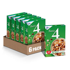 Basic 4 Heart Healthy Cereal vanilla clusters in a bowl, a fiber-rich breakfast option.