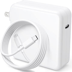 Basickaws MacBook Pro Charger with foldable plug for travel convenience.