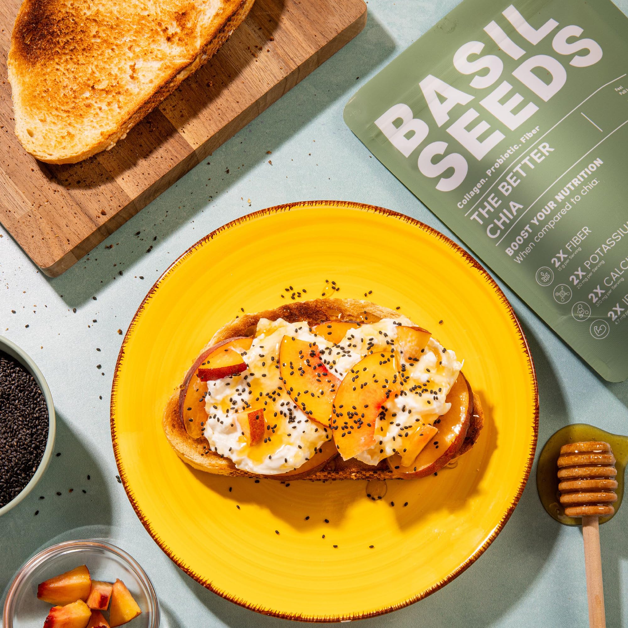 Basilia Basil Seeds nutrition facts highlighting minerals and omegas