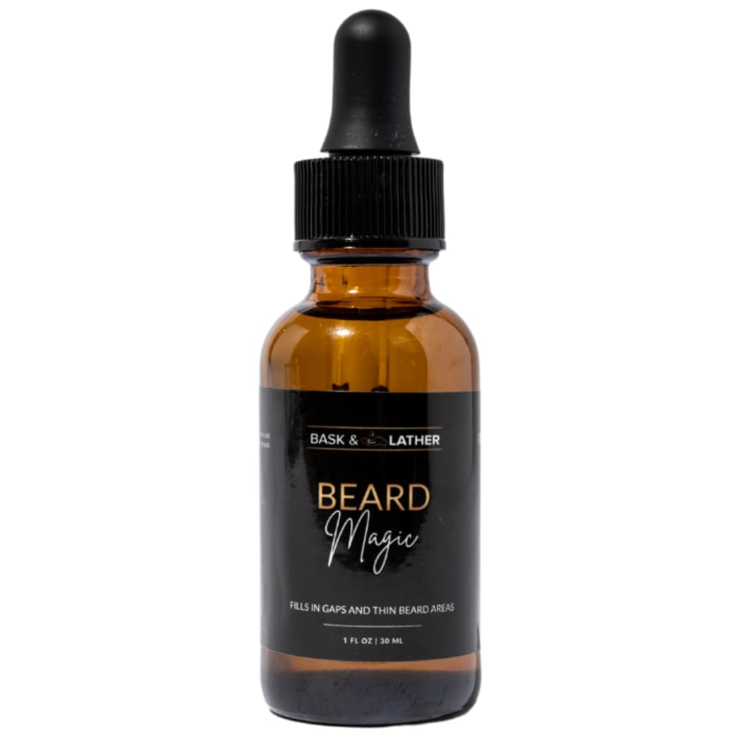 Bask & Lather beard growth oil bottle for daily nourishment