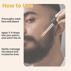 Man massaging Bask & Lather growth oil into beard for a fuller look
