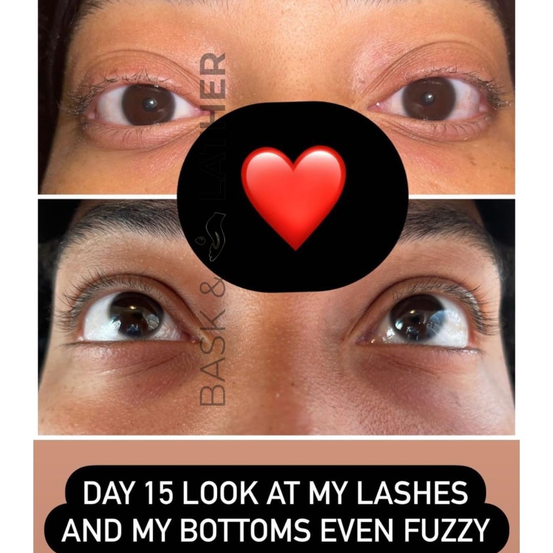 Bask & Lather brow and lash area with serum for volume.