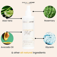 BASK AND LATHER Hydrating Hair Mist soothing itchy scalp relief.
