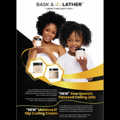 BASK & LATHER Curling Cream texture swirl shows slip for detangling.