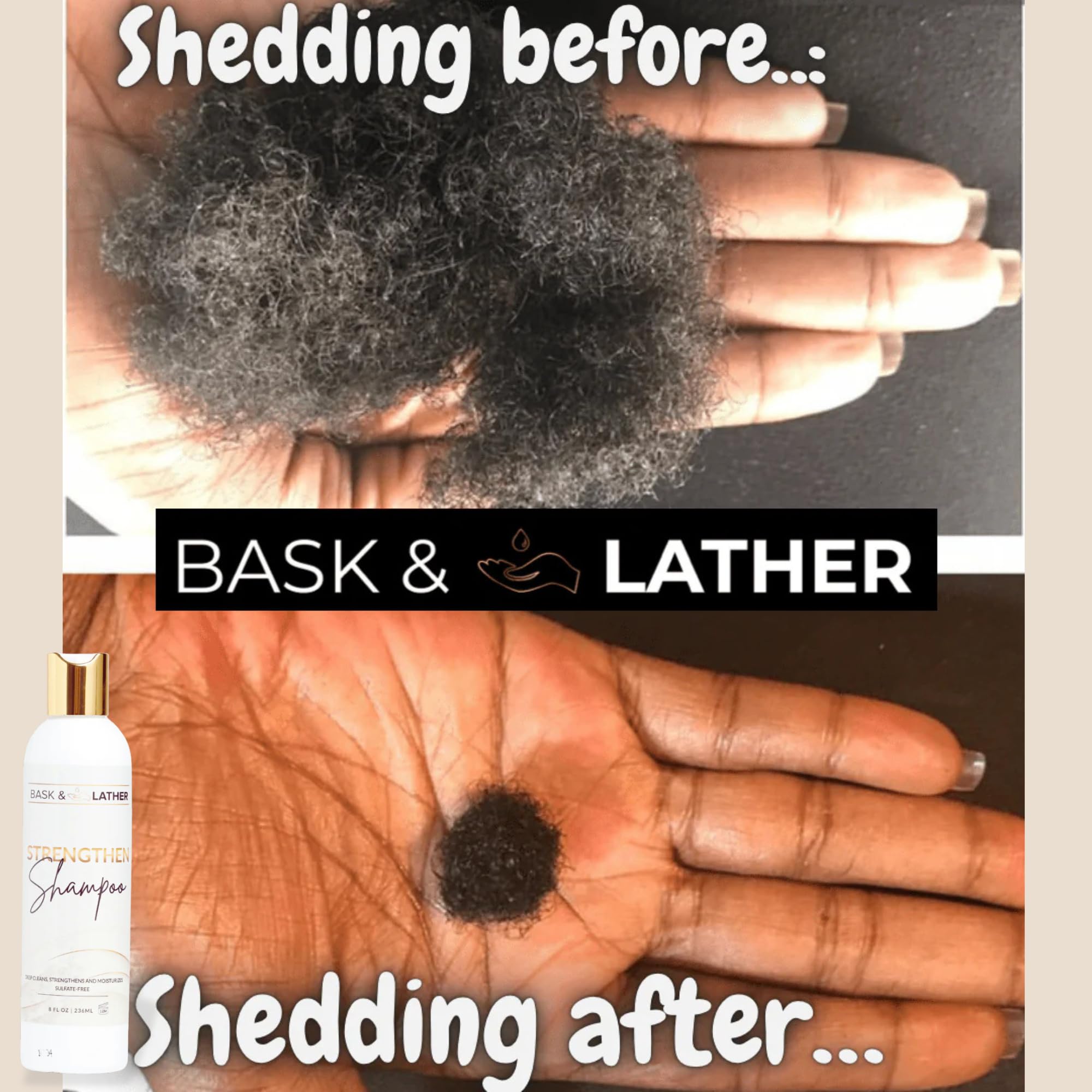 Close-up of ingredients highlights castor oil and honey for moisture in BASK & LATHER.