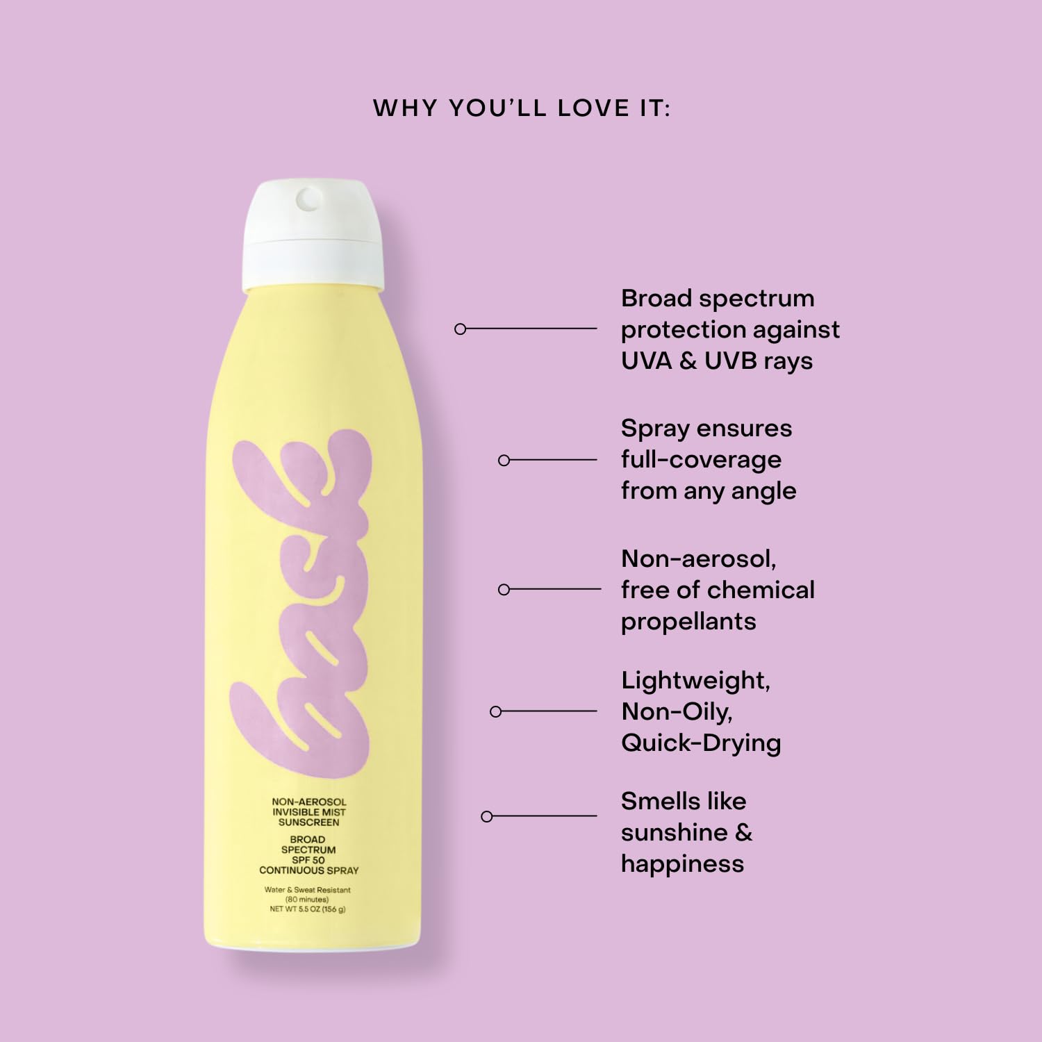 Bask Suncare 360-degree spray for coverage from any angle.