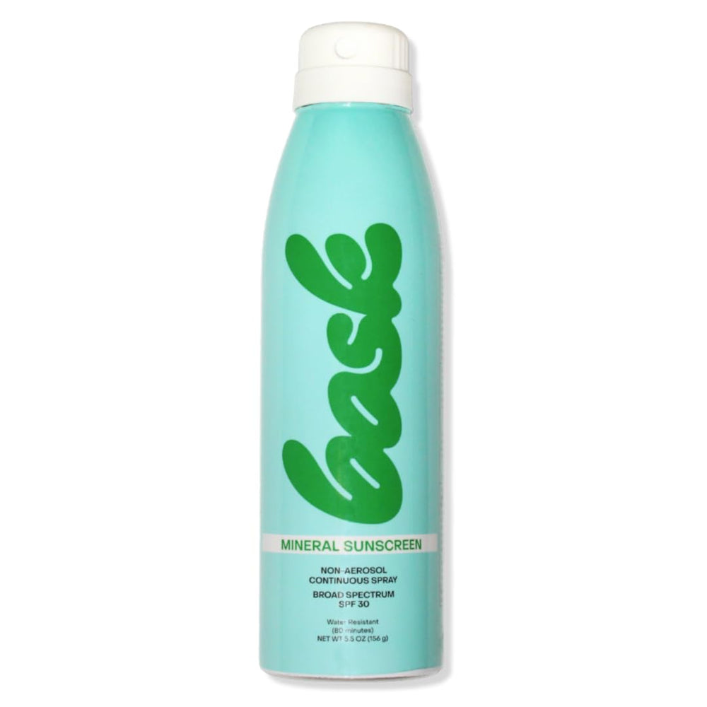 Bask SPF30 mineral sunscreen spray bottle shown fragrance-free for daily outdoor protection