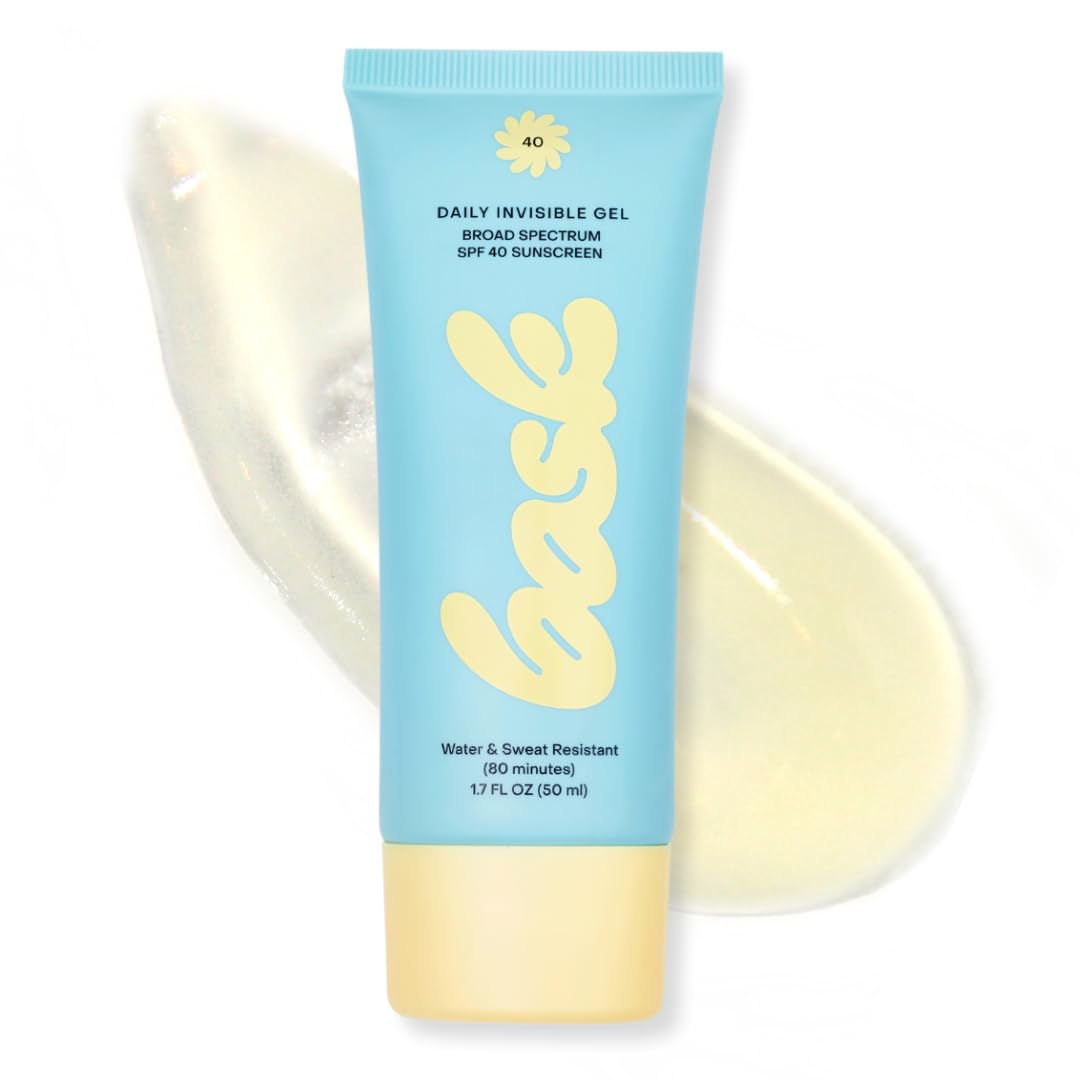 Bask Suncare SPF 40 gel application demonstrates a silky, light protective layer for daily wear.