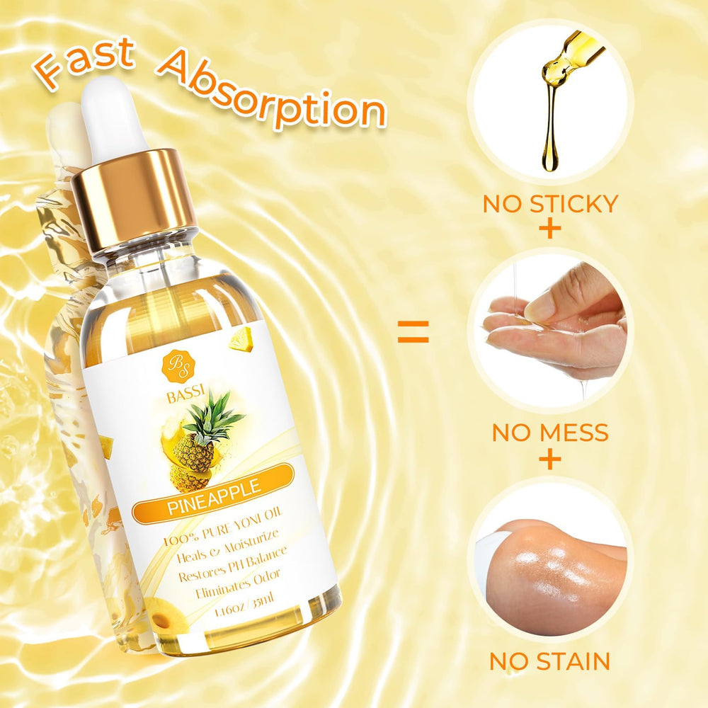 BASSI Yoni Oil application image showing smooth texture for comfortable use.