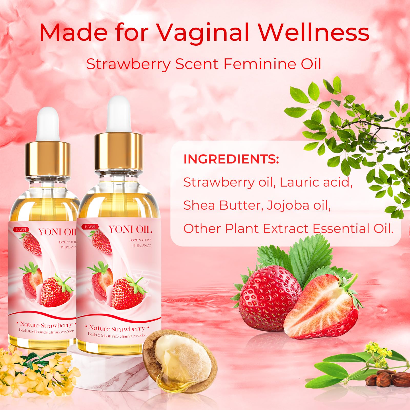 BASSI Yoni Oil odor reduction visual suggesting fresh daily feel.