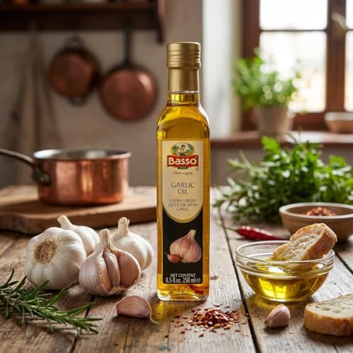 BASSO 1904 Garlic Oil dipping plate, ideal for bruschetta and vegetables.