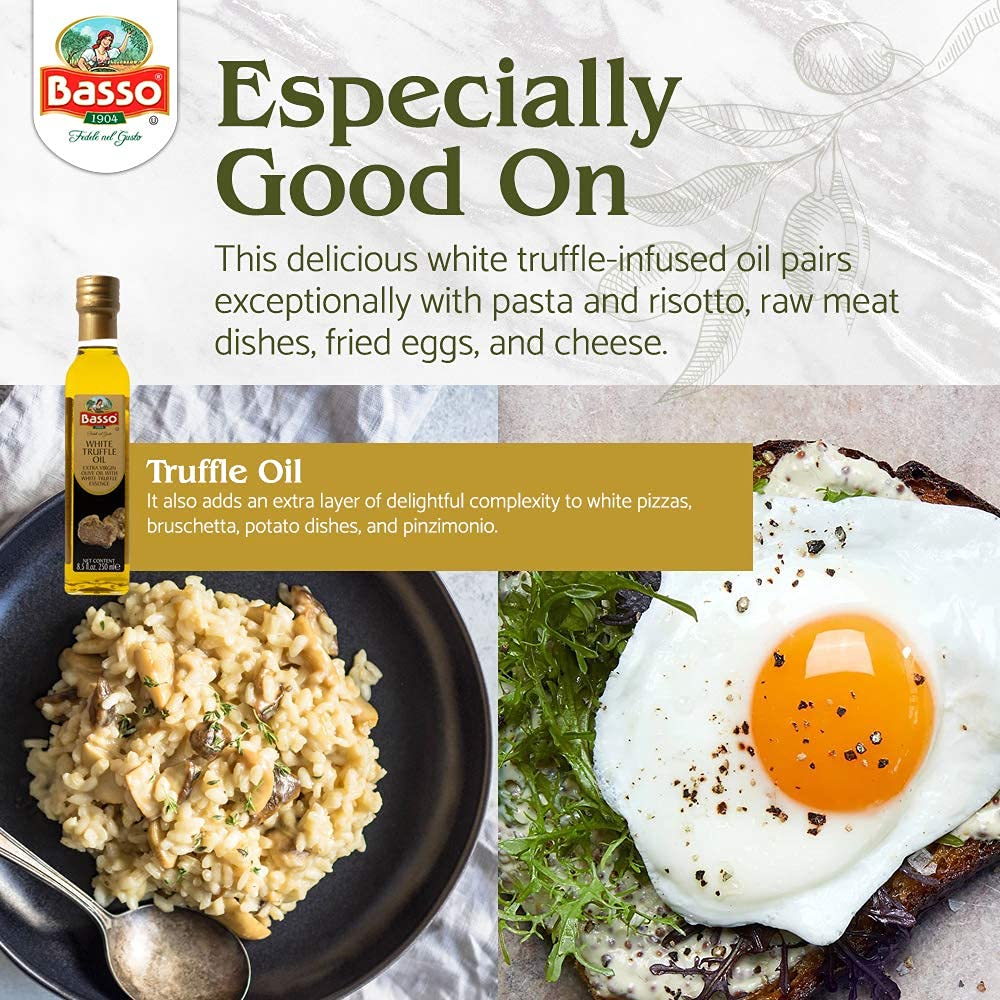 BASSO 1904 truffle oil on pasta creates fragrant finish.