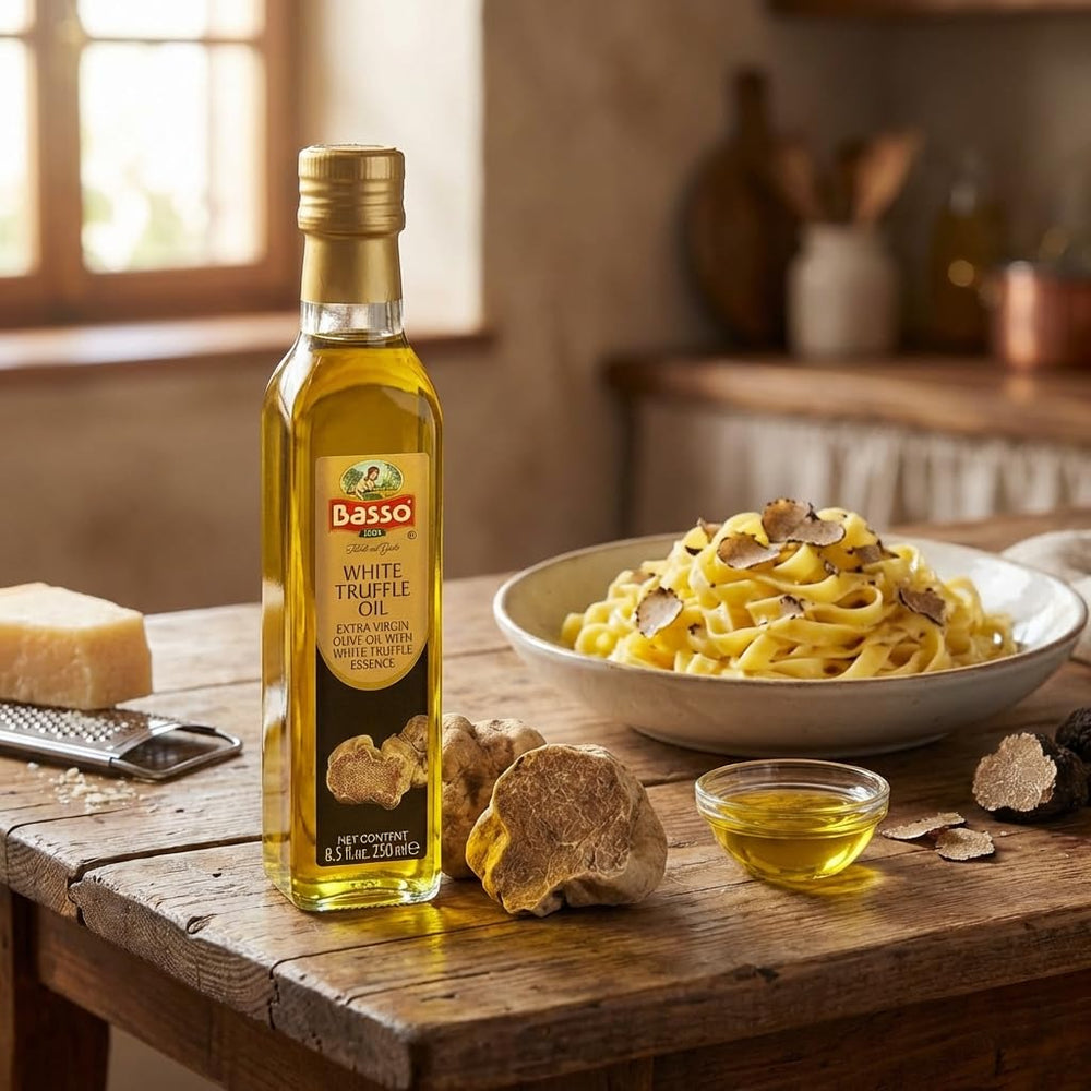BASSO 1904 truffle oil finish for pizza delivers gourmet notes.