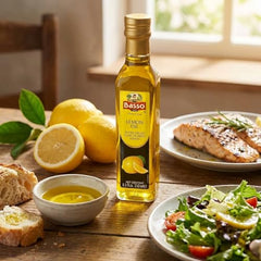 BASSO 1904 lemon oil used in a light cooking pan for flavor