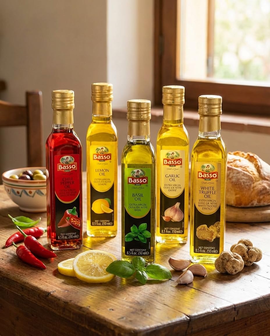 BASSO 1904 lemon oil tasting setup highlighting aroma and color