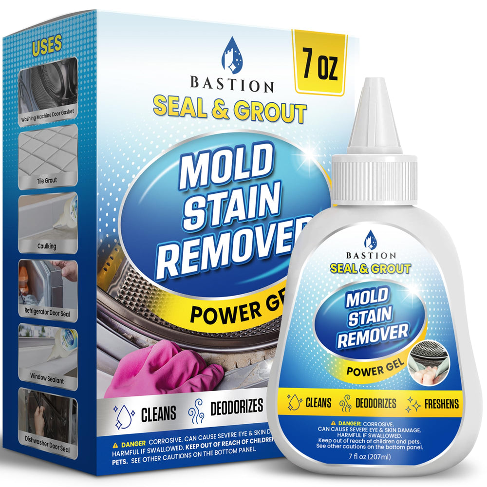 Bastion Mold Stain Remover Power Gel bottle cleans grout and caulk with deep penetration