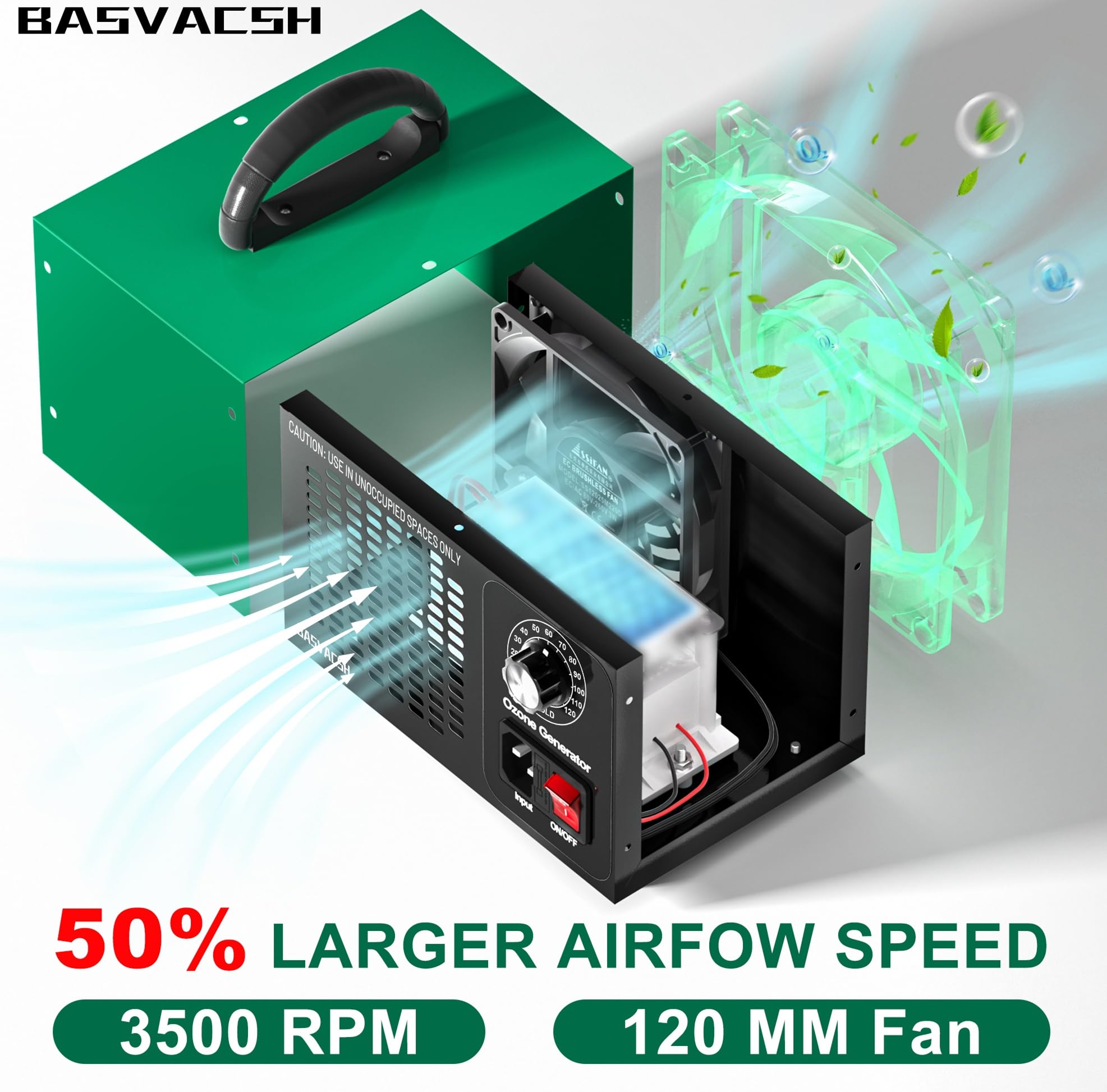 Basvacsh industrial deodorizer demonstrates area coverage up to 2,500 sq ft.