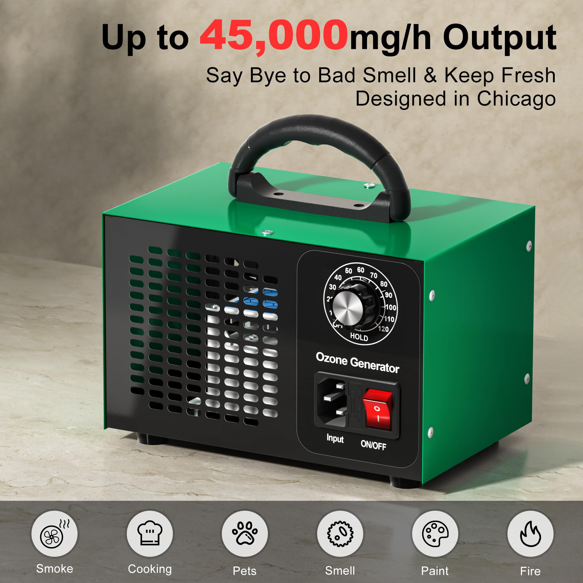 Basvacsh ozone generator control panel shows simple operation for industrial use.