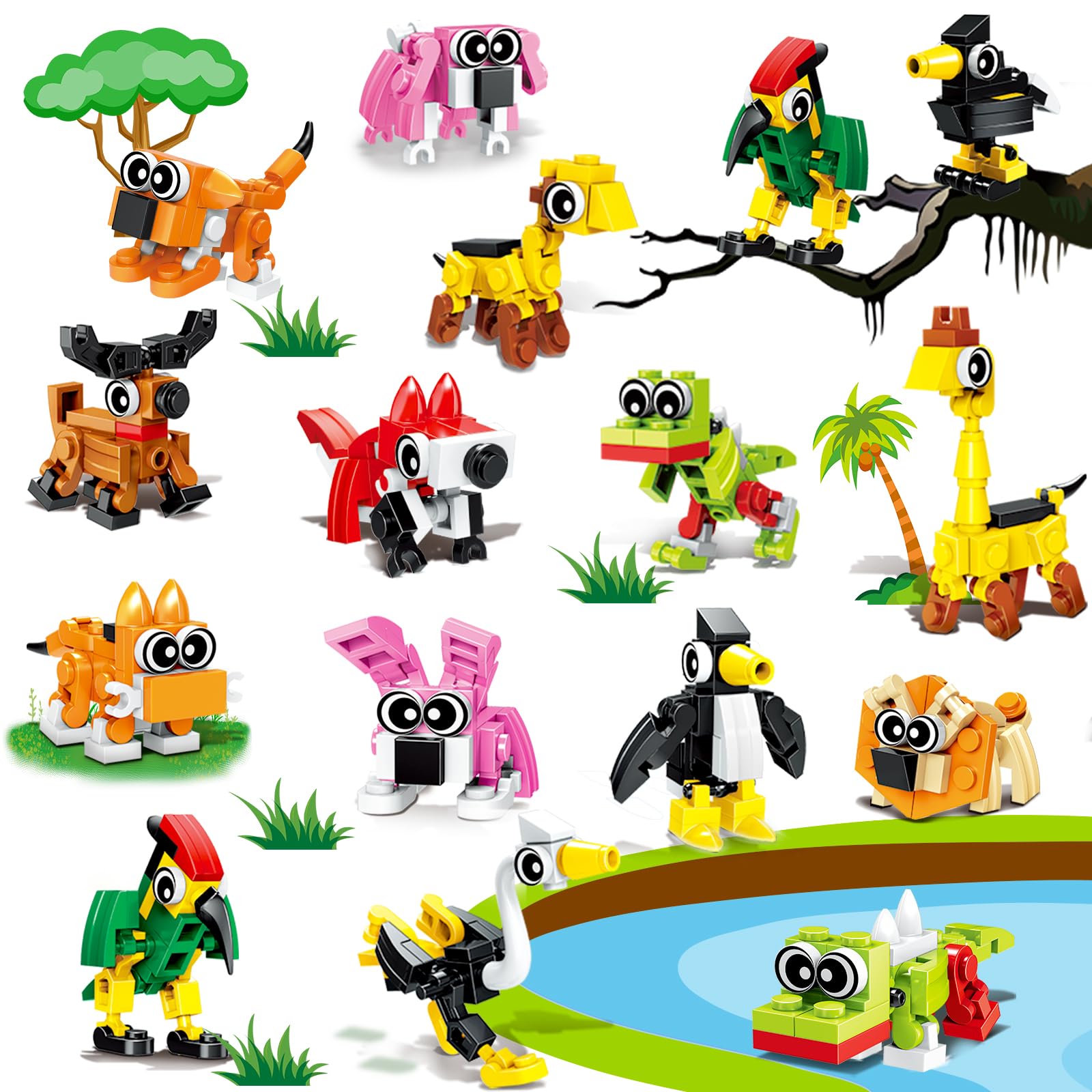 Basytodio 20pcs mini animal blocks for party favors and classroom gifts.