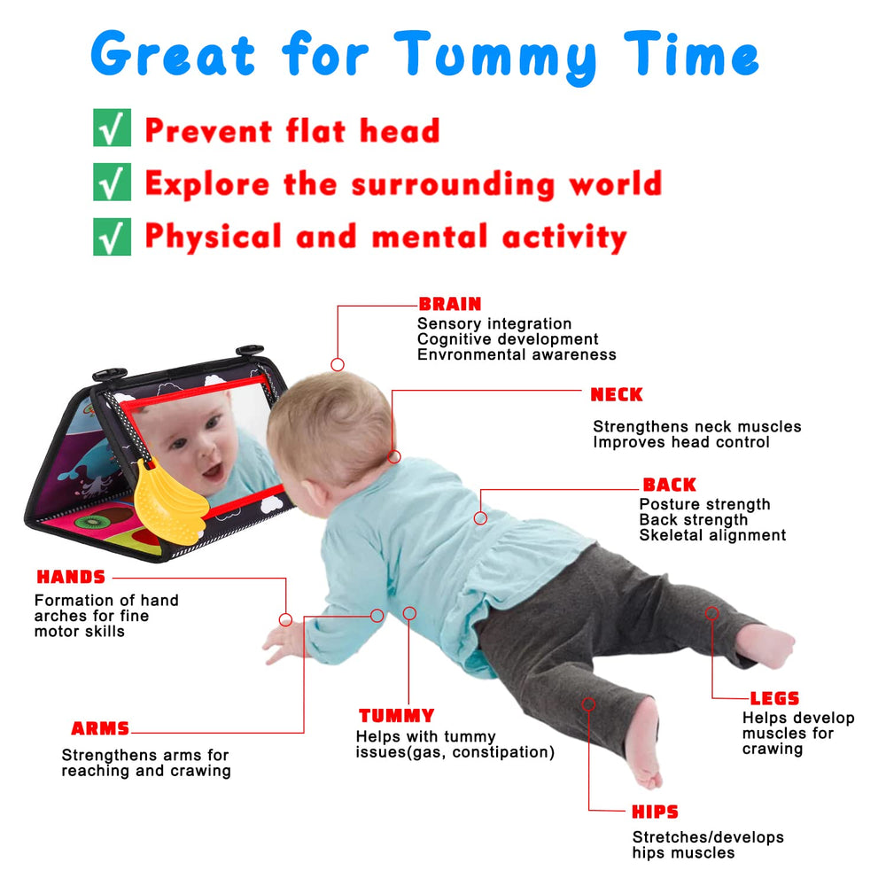 Basytodio detachable crinkle cloth book enhances tactile exploration during tummy time.