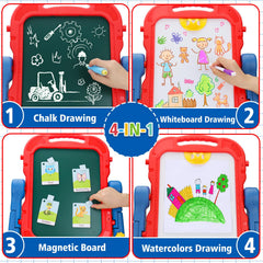 Basytodio includes chalks, magnets, and eraser for creative storytelling and practice.