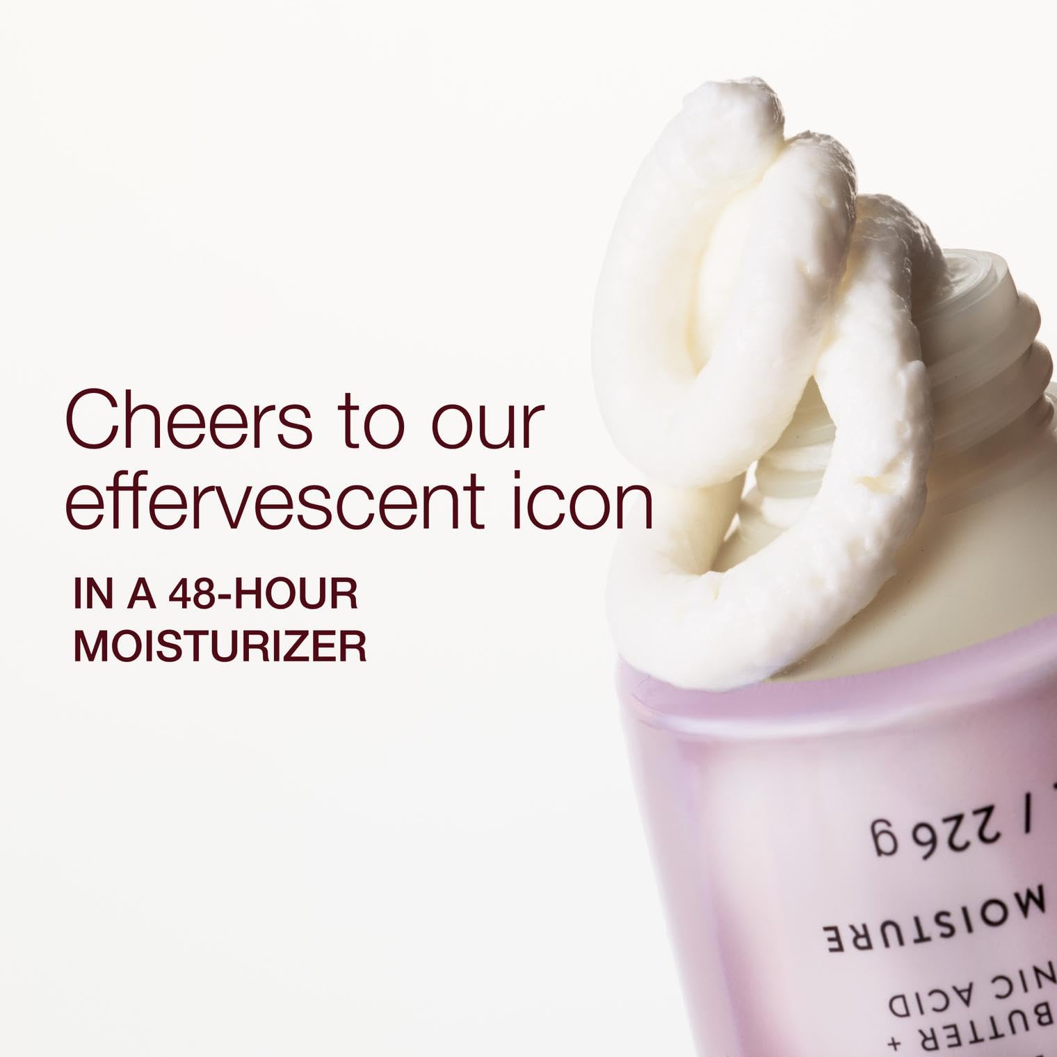 Champagne Toast cream packaging highlights eco-friendly recycled plastic
