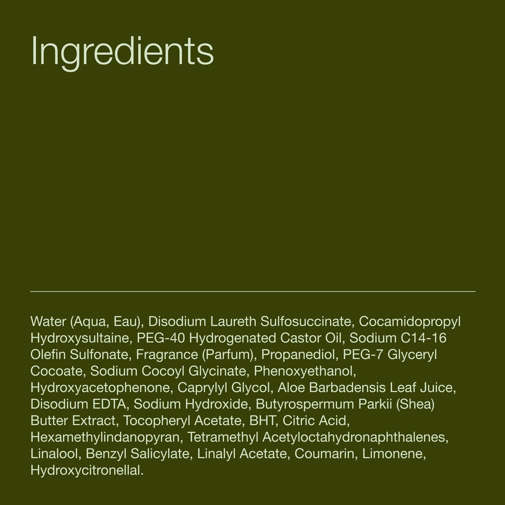 Bath & Body Works Gentle & Clean close-up ingredients list for skin-loving formula.
