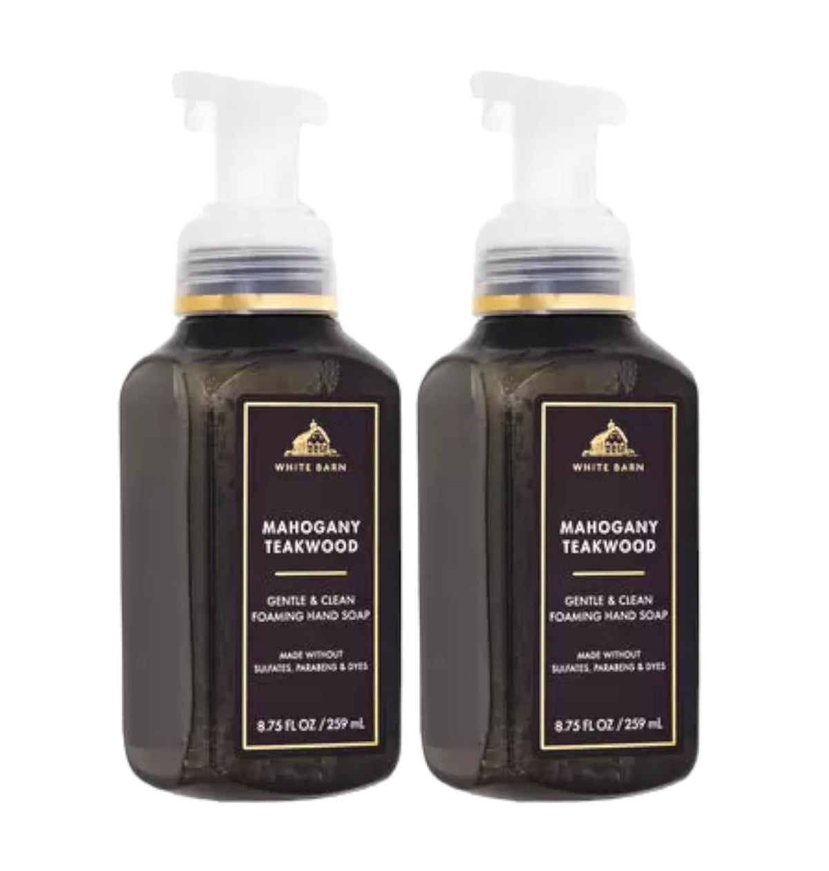 Bath and Body Works Gentle Foaming Hand Soap Mahogany Teakwood bottles for soft hands and fresh scent