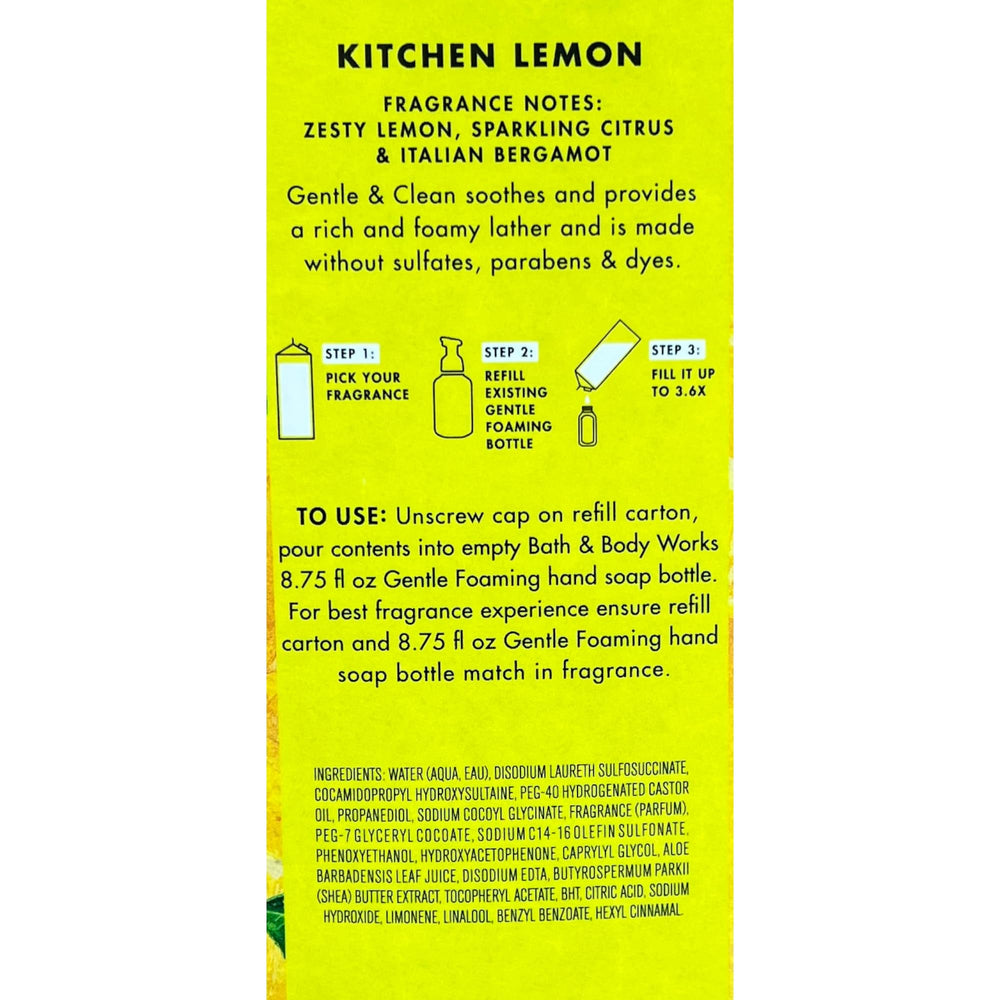 Bath & Body Works Kitchen Lemon foaming soap lather for gentle cleansing.
