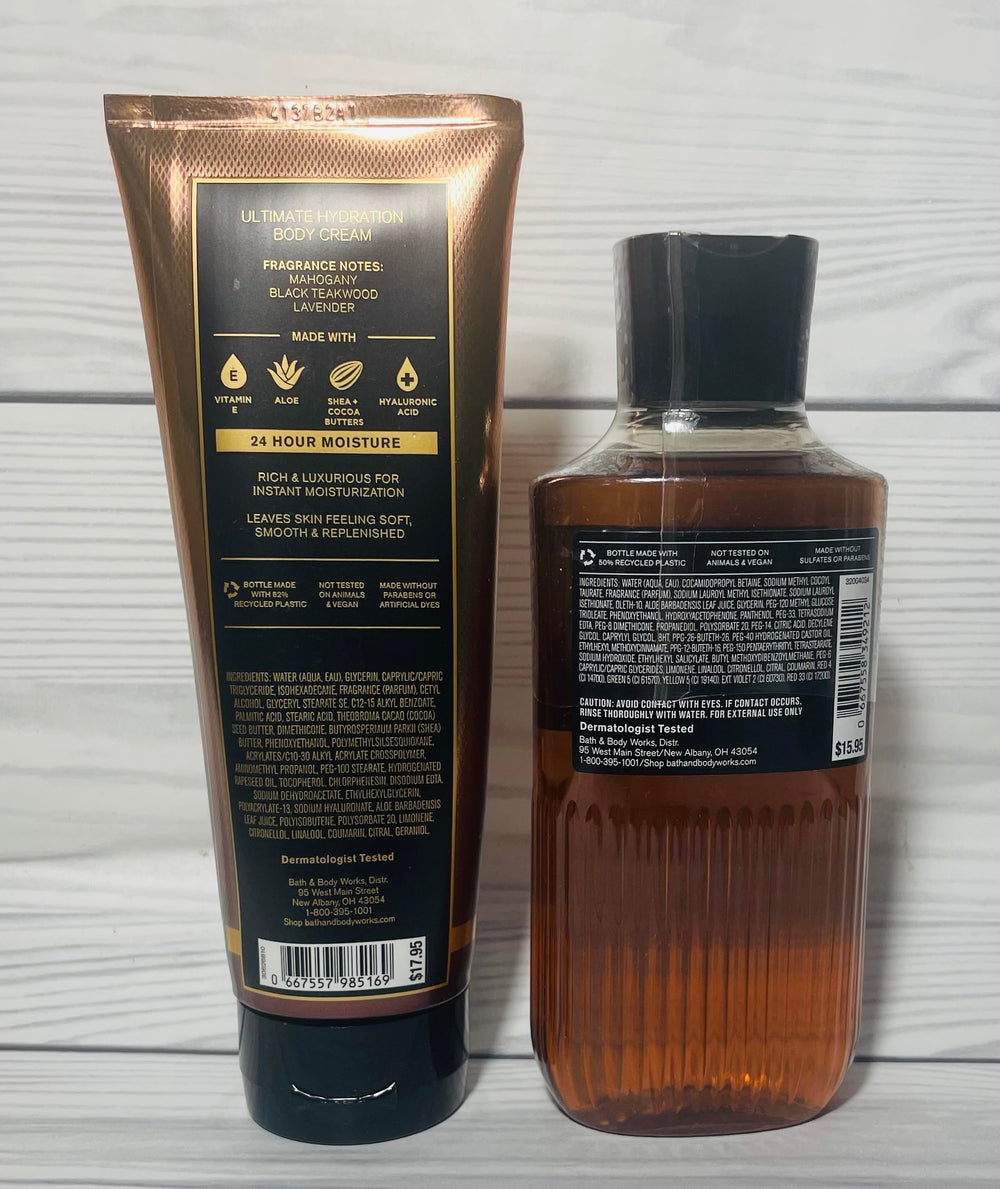Bath & Body Works Mahogany Teakwood body cream jar highlighting hydration.