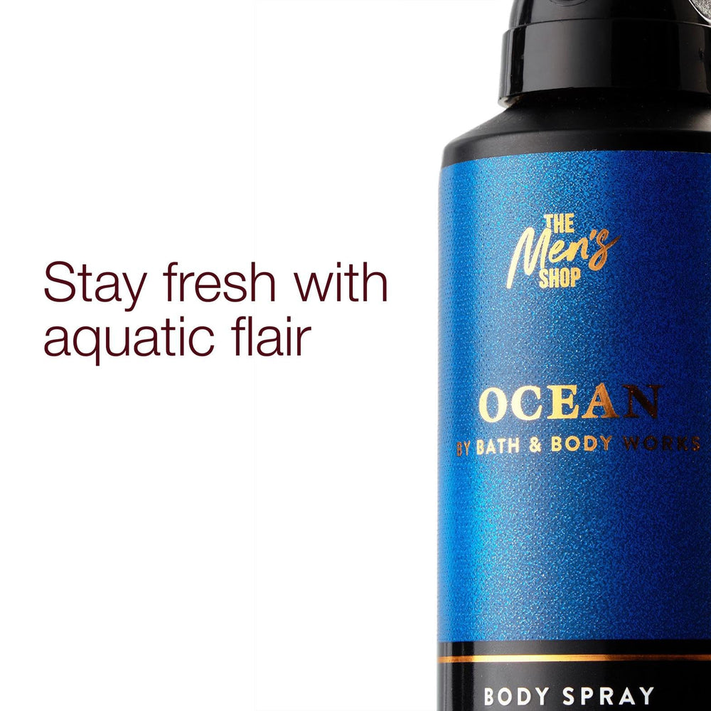 Bath & Body Works Ocean Scent bottle back highlighting notes.
