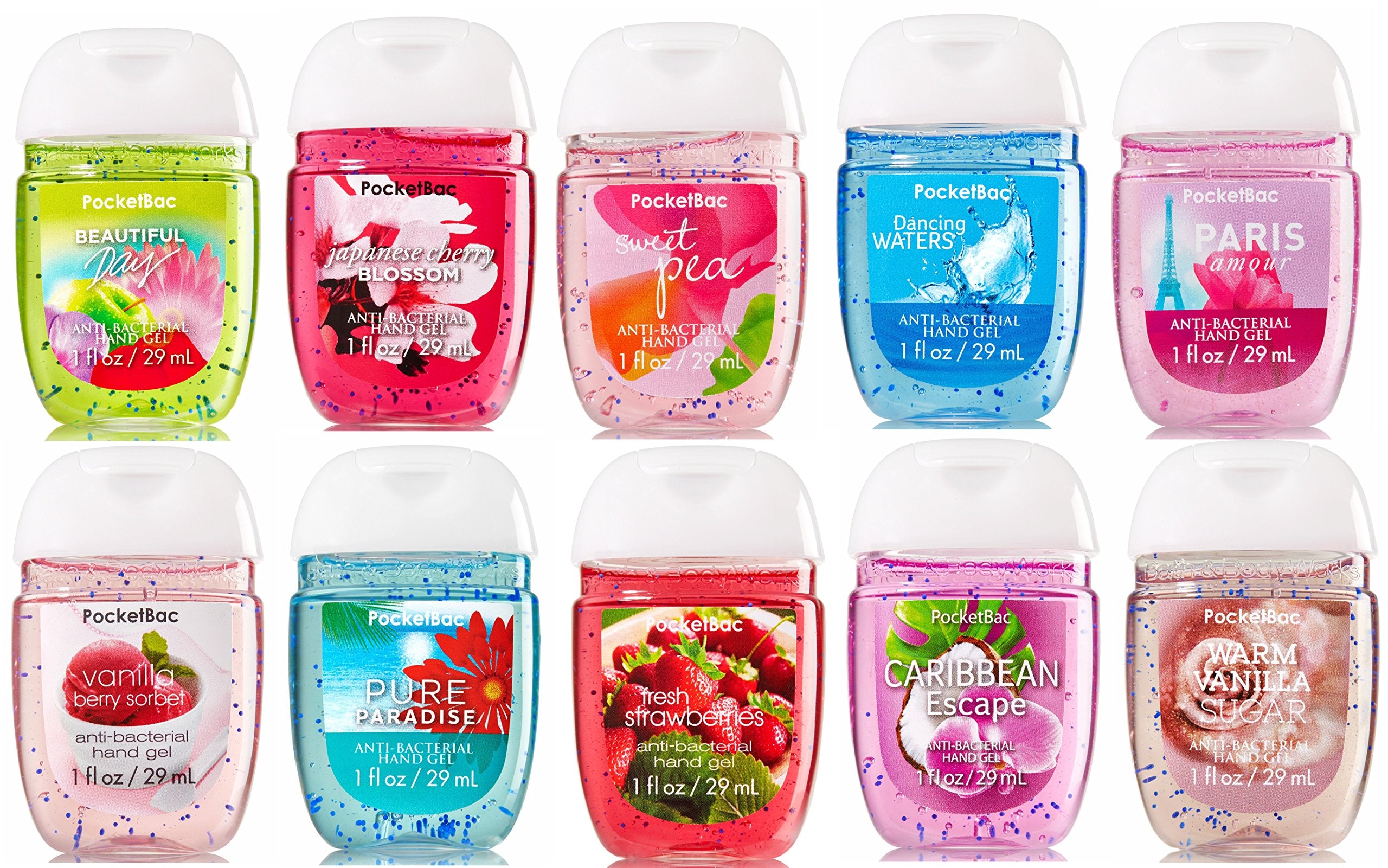 Bath & Body Works PocketBac 10pc bundle with varied scents for on-the-go sanitation and conditioning