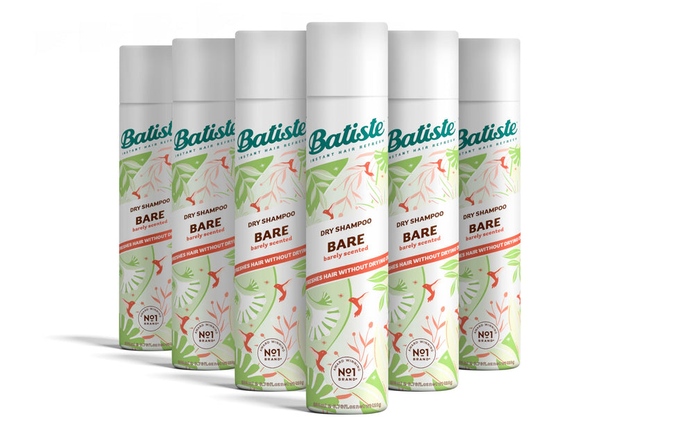 Batiste Bare Dry Shampoo bottle front for a lightweight refresh between washes.