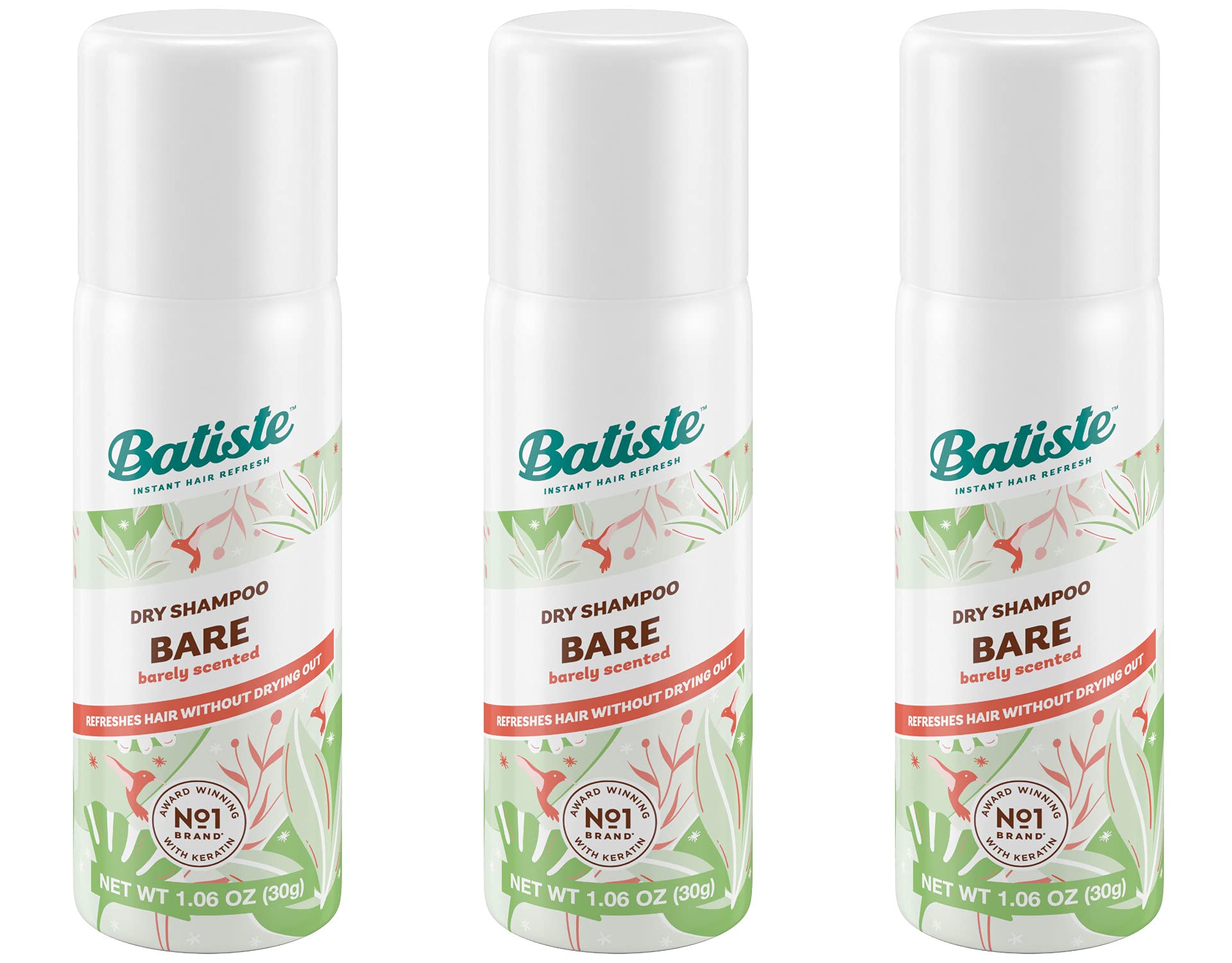 Batiste Bare travel bottle close-up demonstrates a light refresh between washes.