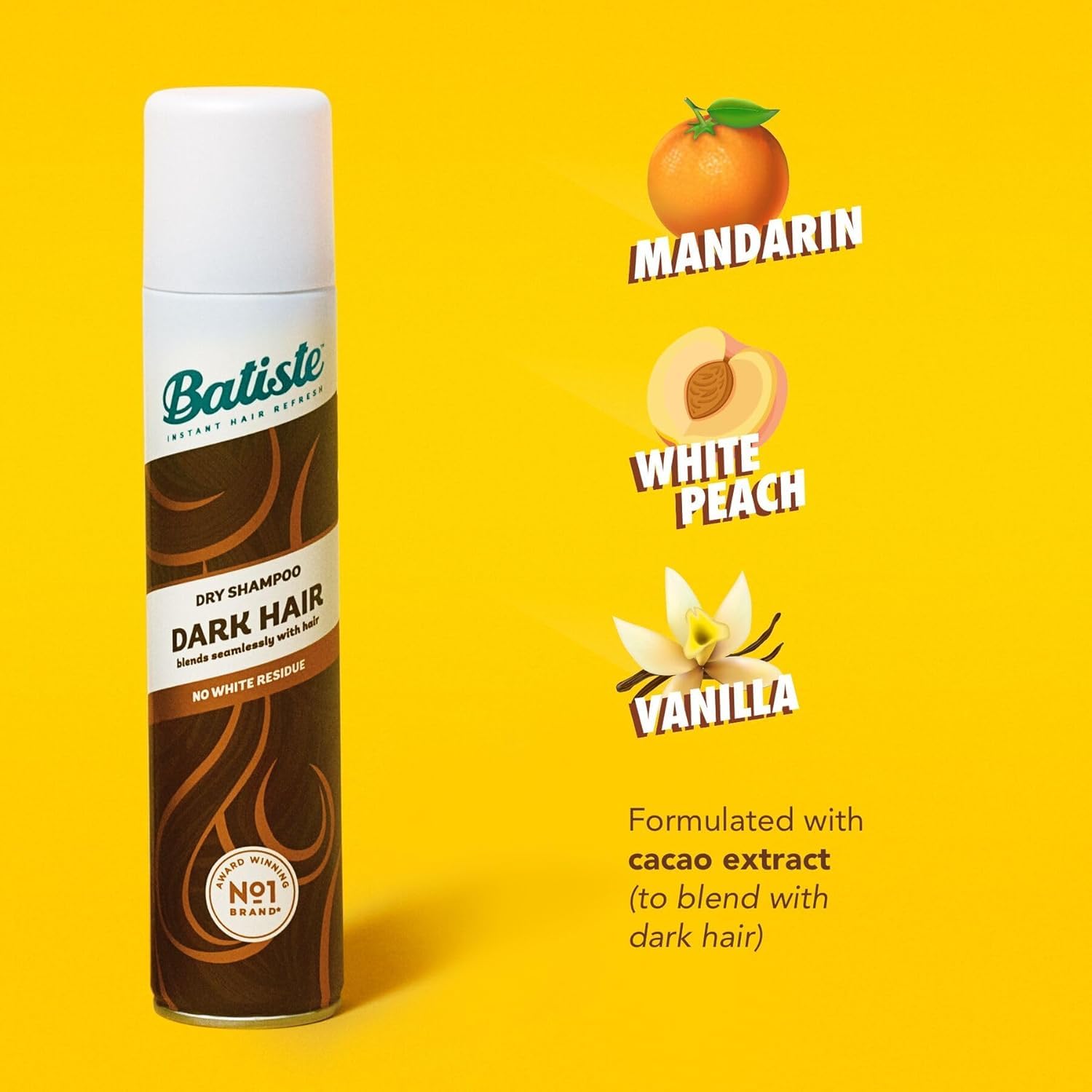 Batiste Dark Hair Dry Shampoo on dark hair creates invisible finish