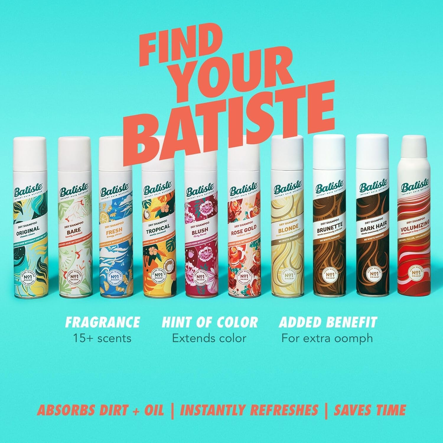 Batiste Dark Hair Dry Shampoo two-pack for busy days and travel