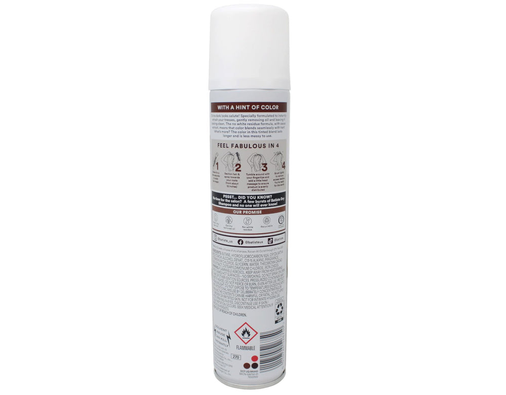 Batiste dry shampoo on hair boosts texture without white residue.