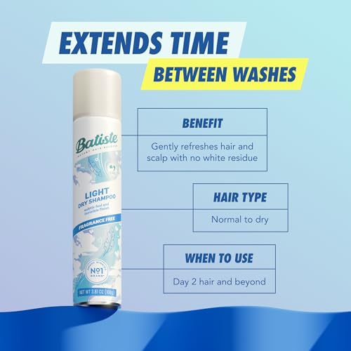 Batiste fragrance-free light dry shampoo massage and brush distribution