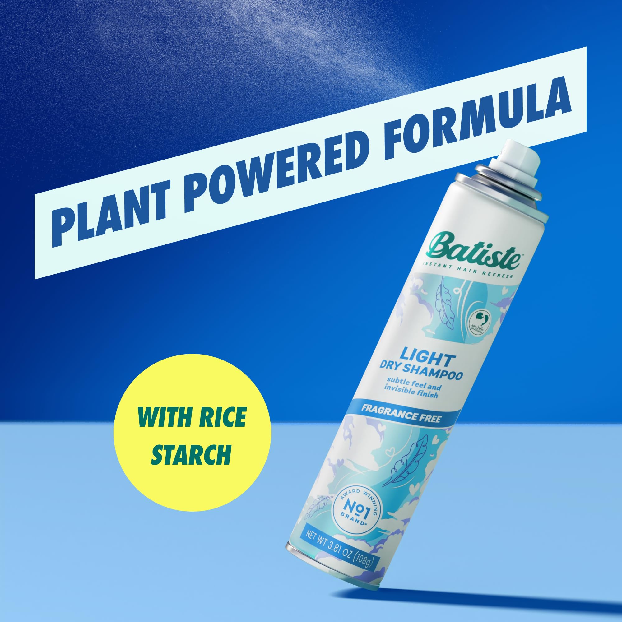Batiste fragrance-free light dry shampoo spray at roots for refresh