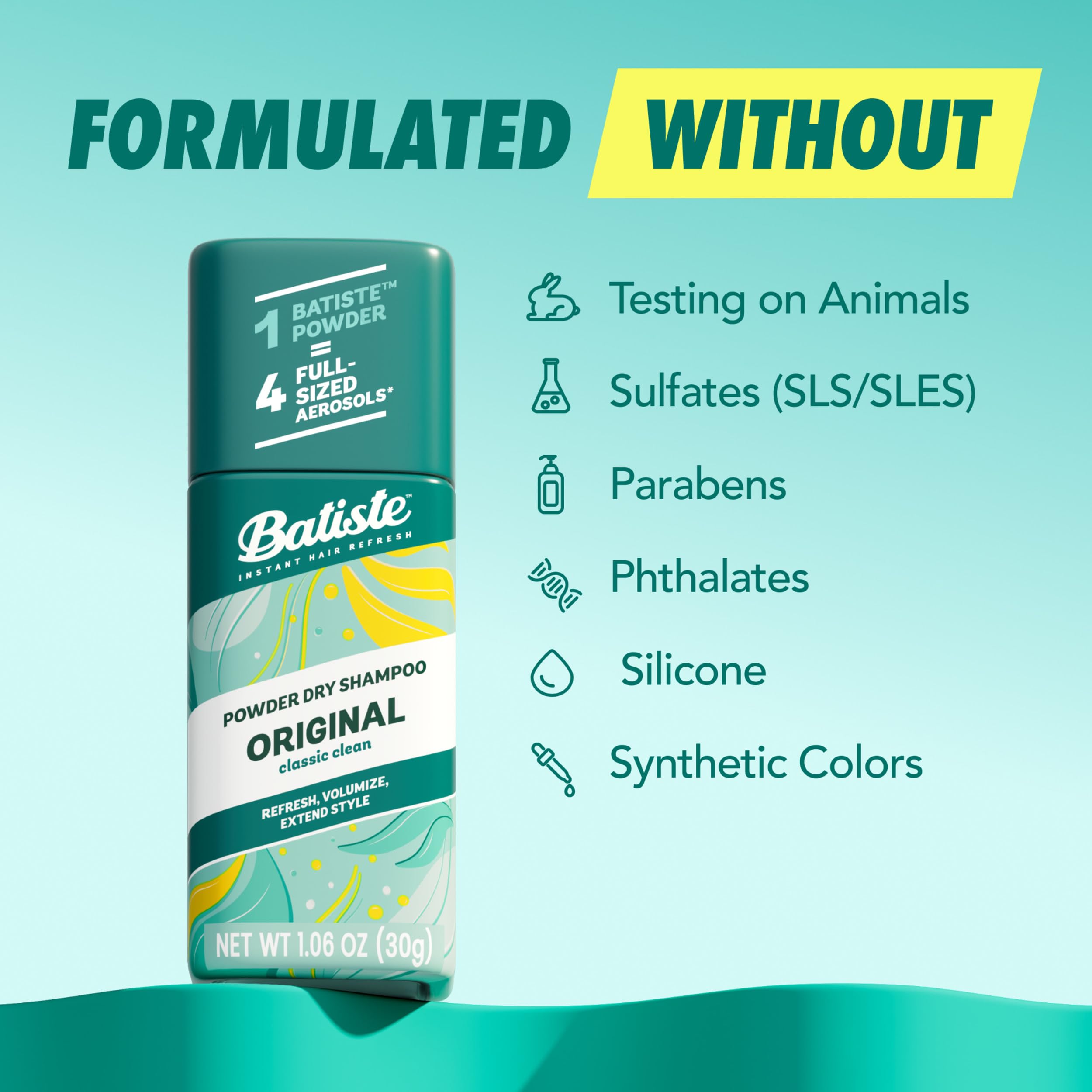 Batiste powder applied to roots absorbs oil and restores volume.
