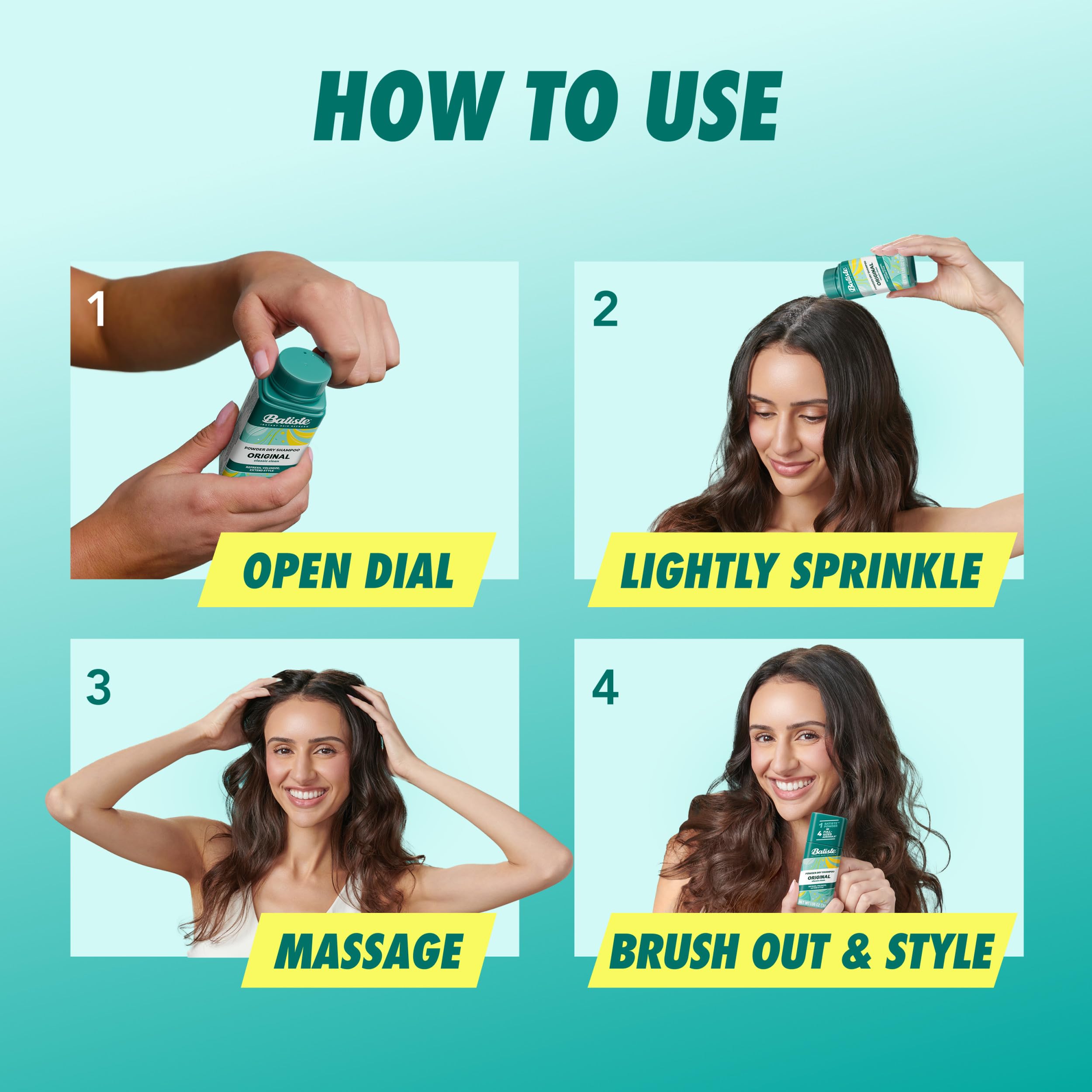 Oil-absorption action helps refresh between washes.